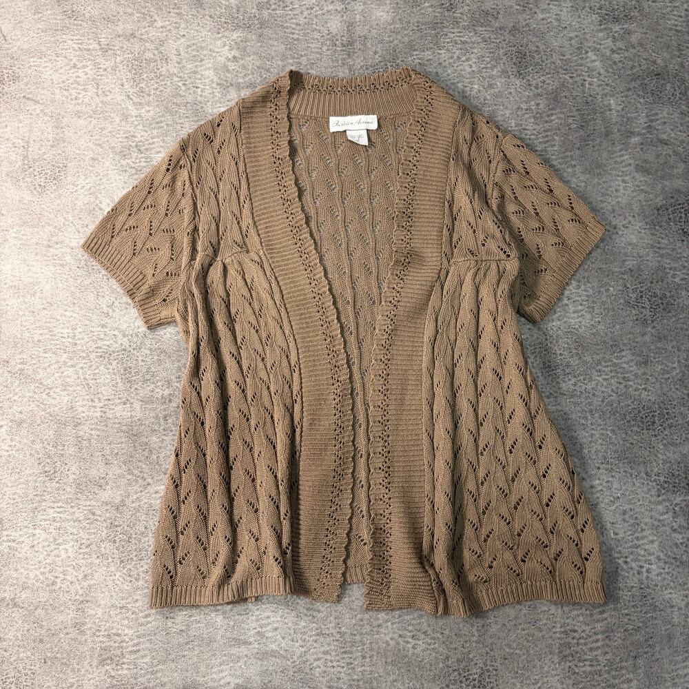 Light Brown Knit Short Sleeve Sweater cardigan
